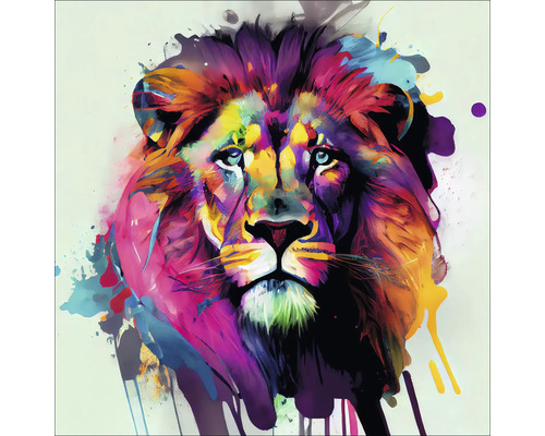 PURE LIVING Schilderij glas Colorful Lion Head IV 30x30 cm