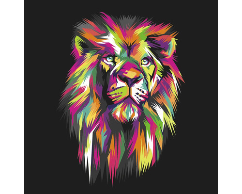 Illustratie van een leeuwenkop in verschillende kleuren