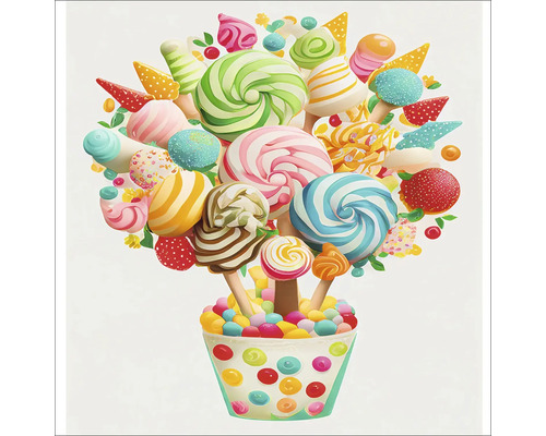 Snoepboeket met lolly''s en snoepjes in een houder