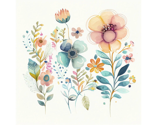 Aquarelschilderij met verschillende bloemen en bladeren