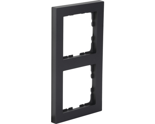 Q-LINK F-Line Afdekraam 2-voudig zwart Dubbel frame voor schakelaars en stopcontacten