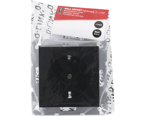 Geaarde wandcontactdoos, F-Line, matzwart