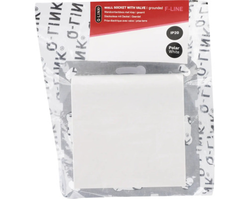 Q-Link F-Line wandcontactdoos met klep en aarding in verpakking