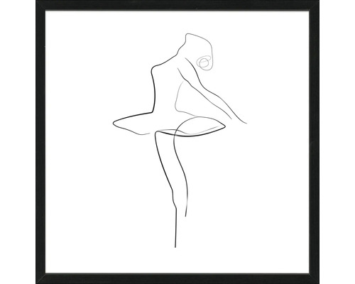Ingelijste afbeelding met een lijntekening van een ballerina