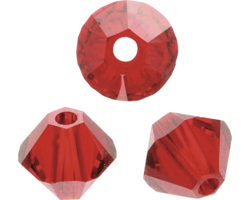 GLOREX Facet glaskralen spits siam 4mm 25 stuks Drie rode glaskralen in verschillende vormen