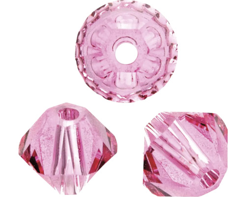 GLOREX Facet glaskralen spits roze 4mm 25 stuks Drie roze glaskralen in verschillende vormen