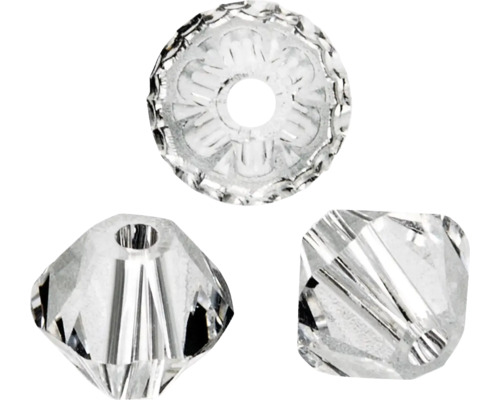 GLOREX Facet glaskralen spits chrystal 4mm 25 stuks Drie heldere sierkralen in verschillende vormen
