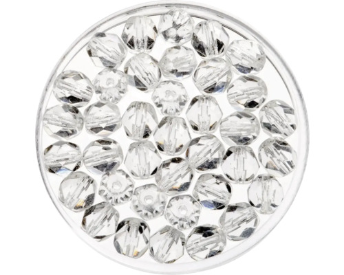 GLOREX Facet glaskralen crystal 6mm 50 stuks Set transparante glaskralen in een ronde opbergdoos