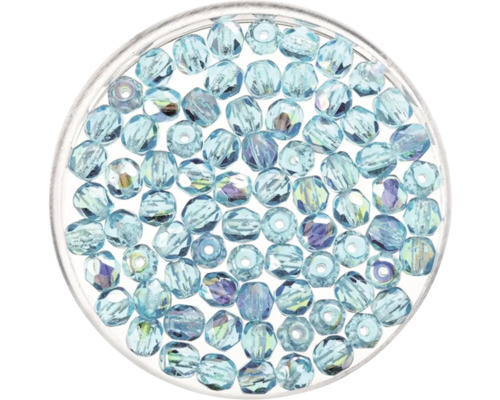 GLOREX Facet glaskralen aqua rainbow 6mm 50 stuks Glaskralen in een transparant doosje voor het maken van sieraden