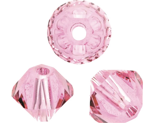 GLOREX Facet glaskralen spits roze 6mm 12 stuks Drie geslepen sierkralen in verschillende vormen