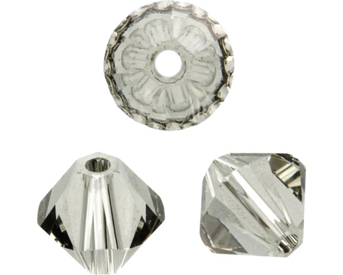 GLOREX Facet glaskralen spits black 6mm 12 stuks Drie heldere glaskralen in verschillende vormen