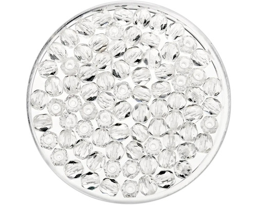 GLOREX Facet glaskralen crystal 4mm 100 stuks Heldere glaskralen in een transparant doosje voor het maken van sieraden