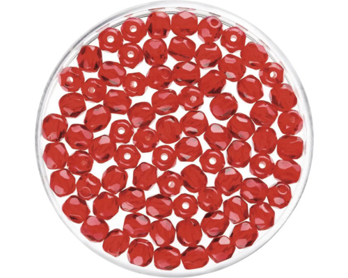 GLOREX Facet glaskralen robijn 4mm 100 stuks Rode glaskralen in een doos