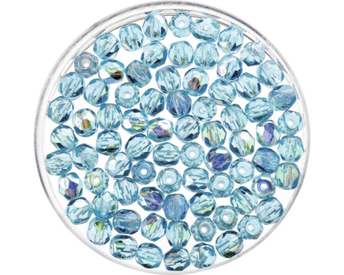 GLOREX Facet glaskralen aqua rainbow 4mm 100 stuks Glaskralen in doos, gefacetteerd