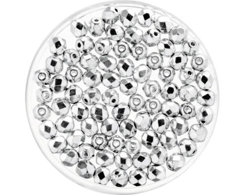 GLOREX Facet glaskralen zilver 4mm 100 stuks Metalen kralen in doos