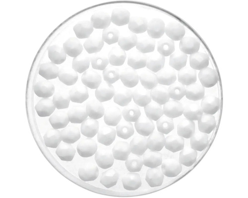 GLOREX Facet glaskralen wit 4mm 100 stuks Witte sierkralen in een transparant doosje
