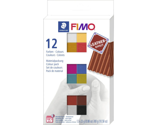 GLOREX FIMO klei leather-effect colour pack Fimo Leather Effect modelleerkleurenpakket met twaalf kleuren