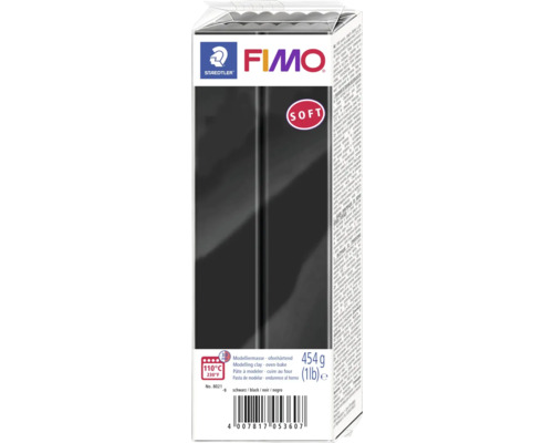 GLOREX FIMO soft klei grootverpaking 454 gram zwart Fimo Soft modelleermassa, 454 gram, ovenhardend
