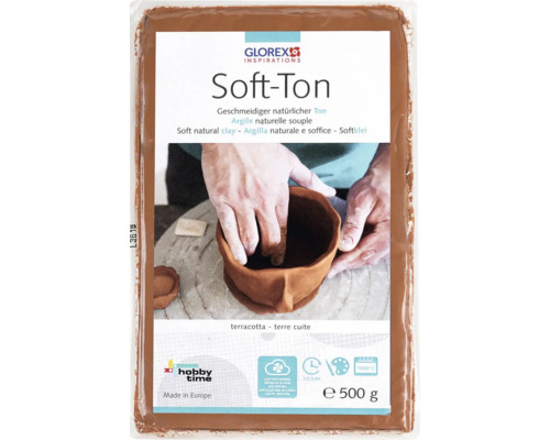 GLOREX Soft-ton zachte boetseerklei 500 gram GLOREX Soft-Ton, soepele natuurlijke klei in een verpakking van 500 gram