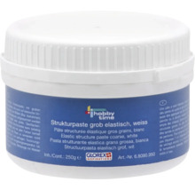 Witte structuurpasta grof elastisch in een pot met 250 gram inhoud.