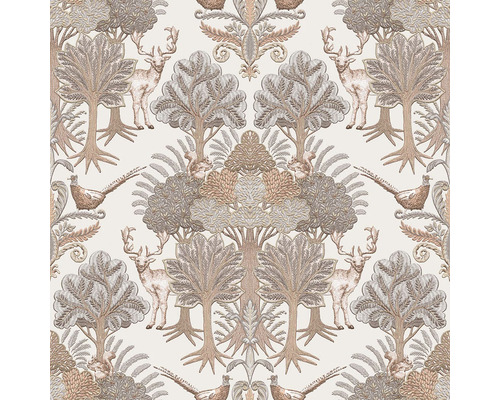 VAVEX Vliesbehang TP422301 Tapestry bos en dieren bruin Behang met bomen, herten en fazanten