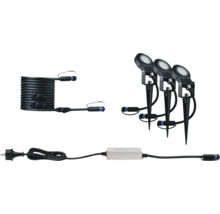 Tuinspotset met drie lampen, kabel en stekker