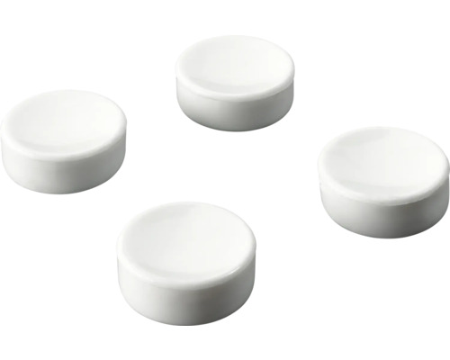 HETTICH Memobordmagneet Ø 22,5x10,5 mm wit, 10 stuks Vier witte meubelglijders van kunststof