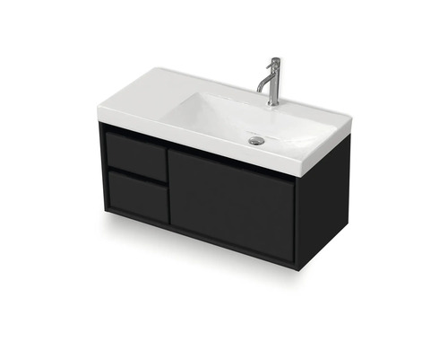 Wastafelmeubel met twee lades, wastafel en kraan