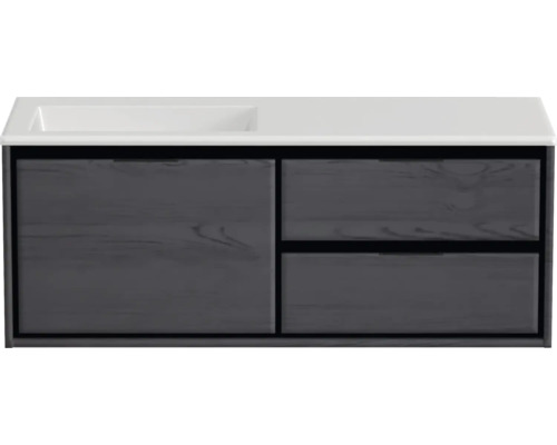 SANOX Badkamermeubelset links Loft met wastafel glans zonder kraangat 120,5 cm (60/60cm) black oak SANOX Badkamermeubelset links Loft met wastafel glans zonder kraangat 120,5 cm (60/60cm) black oak