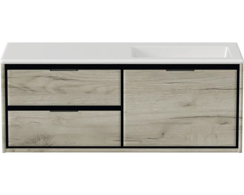 SANOX Badkamermeubelset rechts Loft met wastafel glans zonder kraangat 120,5 cm (60/60cm) craft oak SANOX Badkamermeubelset rechts Loft met wastafel glans zonder kraangat 120,5 cm (60/60cm) craft oak