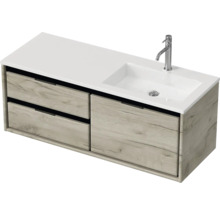 Wastafelonderkast met wastafel en twee lades in houten decor