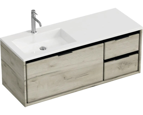 SANOX Badkamermeubelset links Loft met wastafel glans 120,5 cm (85/35cm) craft oak SANOX Badkamermeubelset links Loft met wastafel glans 120,5 cm (85/35cm) craft oak