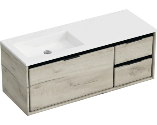 Wastafelonderkast met twee laden en een wastafel