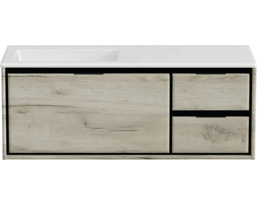 SANOX Badkamermeubelset links Loft met wastafel glans zonder kraangat 120,5 cm (85/35cm) craft oak SANOX Badkamermeubelset links Loft met wastafel glans zonder kraangat 120,5 cm (85/35cm) craft oak