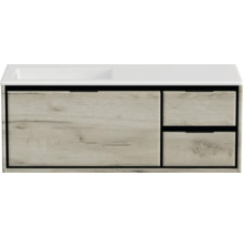 Wastafelonderkast met drie lades en houtlook