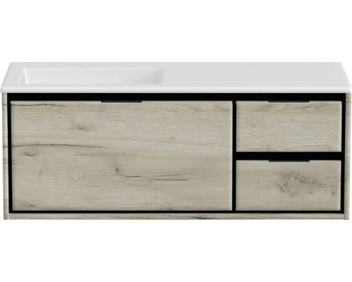 SANOX Badkamermeubelset links Loft met wastafel mat zonder kraangat 120,5 cm (85/35cm) craft oak SANOX Badkamermeubelset links Loft met wastafel mat zonder kraangat 120,5 cm (85/35cm) craft oak