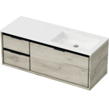 Wastafelonderkast met wastafel en twee lades in houtlook