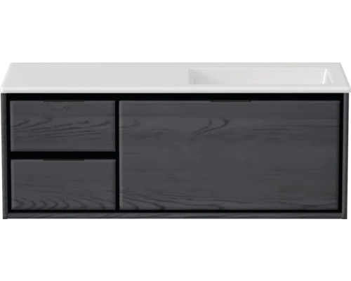 SANOX Badkamermeubelset rechts Loft met wastafel mat zonder kraangat 120,5 cm (35/85cm) black oak SANOX Badkamermeubelset rechts Loft met wastafel mat zonder kraangat 120,5 cm (35/85cm) black oak