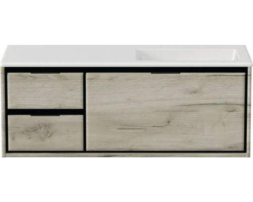 SANOX Badkamermeubelset rechts Loft met wastafel mat zonder kraangat 120,5 cm (35/85cm) craft oak SANOX Badkamermeubelset rechts Loft met wastafel mat zonder kraangat 120,5 cm (35/85cm) craft oak