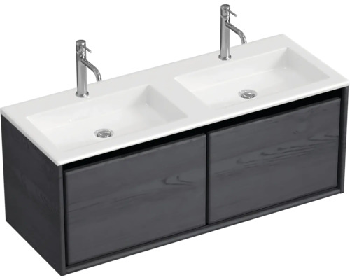 Wastafelonderkast met twee wastafels en twee laden