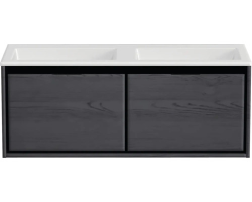 SANOX Badkamermeubelset Loft met dubbele wastafel glans zonder kraangat 120,5 cm black oak SANOX Badkamermeubelset Loft met dubbele wastafel glans zonder kraangat 120,5 cm black oak