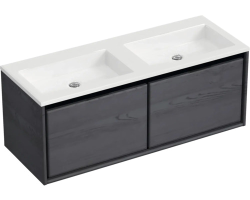 Wastafelonderkast met twee wastafels en twee lades