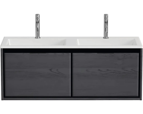 SANOX Badkamermeubelset Loft met dubbele wastafel mat met twee kraangaten 120,5 cm black oak SANOX Badkamermeubelset Loft met dubbele wastafel mat met twee kraangaten 120,5 cm black oak