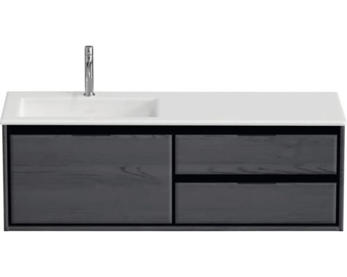 SANOX Badkamermeubelset links Loft met wastafel glans 140,5 cm black oak Wastafelonderkast met wastafel en kraan