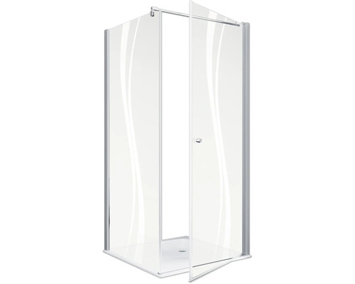 Hoekdouche met draaideur van helder glas