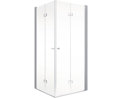 Hoekdouche met heldere glazen deuren en frame