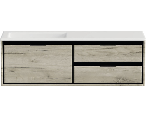 SANOX Badkamermeubelset links Loft met wastafel mat zonder kraangat 140,5 cm craft oak SANOX Badkamermeubelset links Loft met wastafel mat zonder kraangat 140,5 cm craft oak