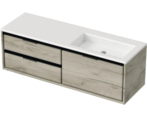 Wastafelonderkast met twee laden en een wastafel