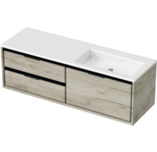 Wastafelonderkast met wastafel en twee laden in houten design