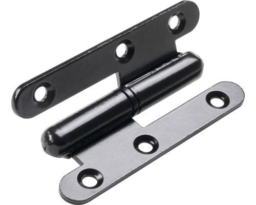 HETTICH Deurpaumelle 80x45 mm links zwart, 10 stuks Scharnier van staal met bevestigingsgaten
